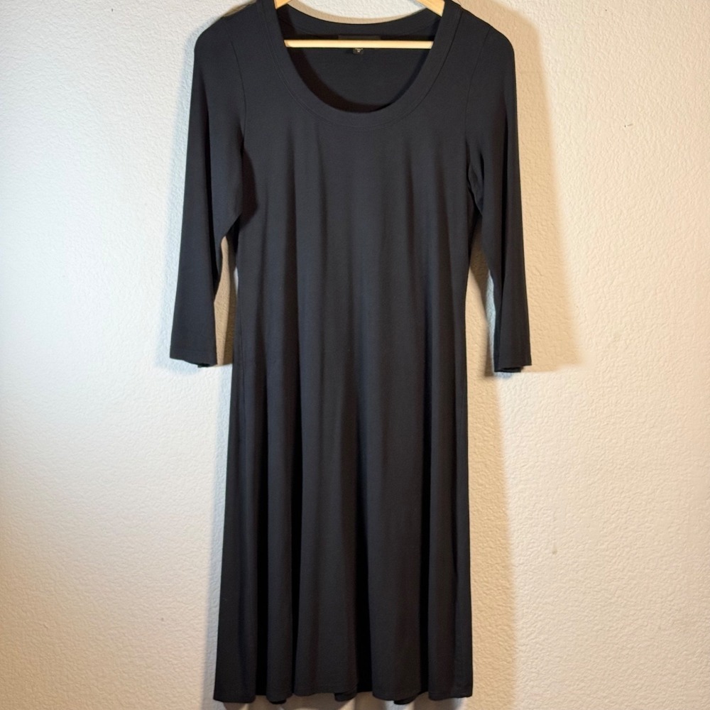 Karen Kane Swing Dress Rayon Spandex Scoop Neck 3/4 Sleeve Black Womens M
